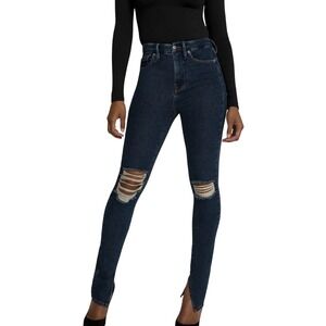 Good American Good Waist Jeans Size 28 High Rise Straight Split Inseam Hem